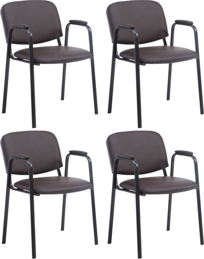 Clp Ken Pro Set van 4 Bezoekersstoelen Kunstleer bruin