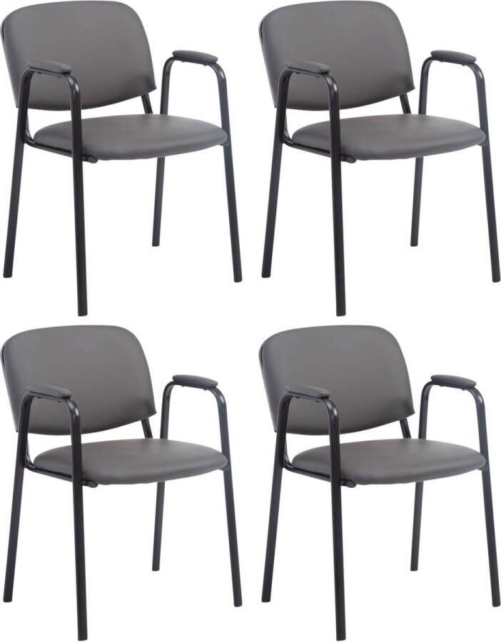 Clp Ken Pro Set van 4 Bezoekersstoelen Kunstleer grijs