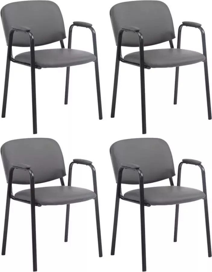 Clp Ken Pro Set van 4 Bezoekersstoelen Kunstleer grijs - Foto 1