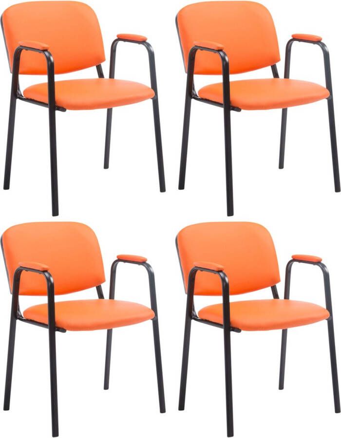 Clp Ken Pro Set van 4 Bezoekersstoelen Kunstleer oranje