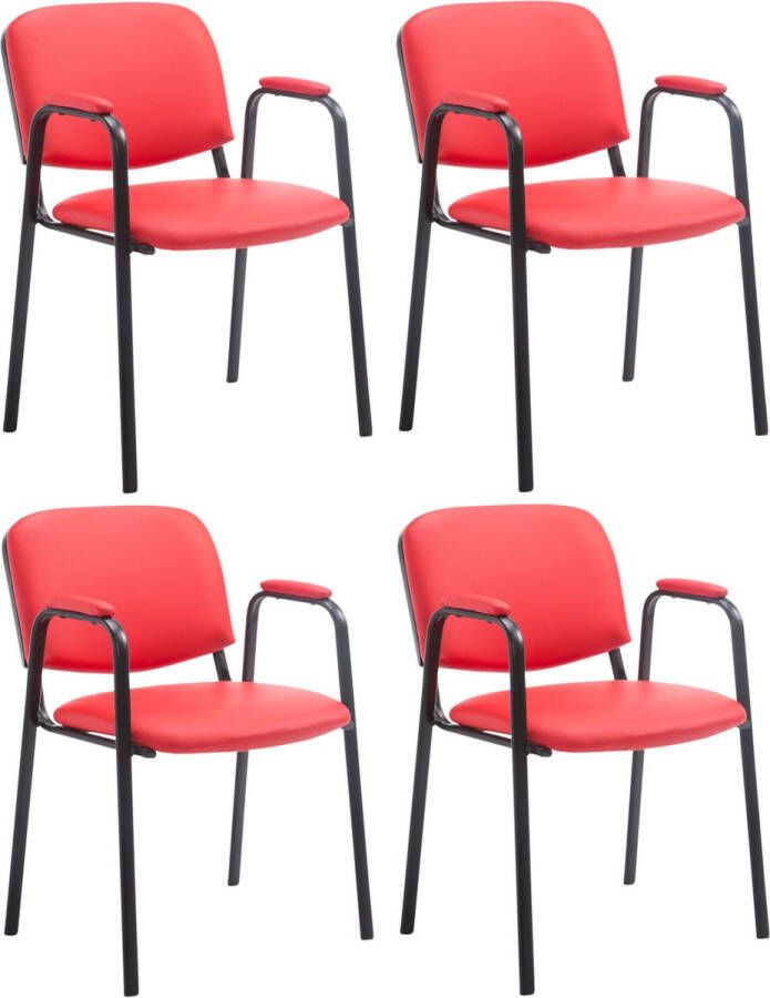 Clp Ken Pro Set van 4 Bezoekersstoelen Kunstleer rood