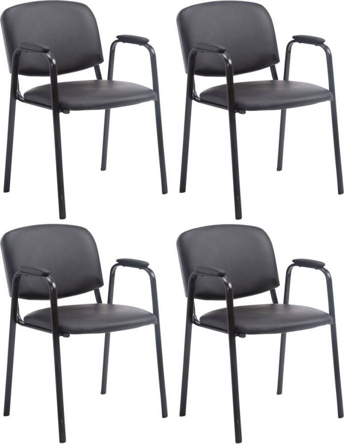 Clp Ken Pro Set van 4 Bezoekersstoelen Kunstleer zwart
