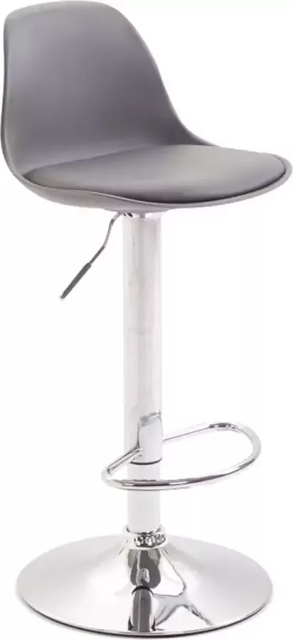 Clp Kiel Barkruk Met rugleuning Verstelbaar Voetsteun Kunststof grijs chroom - Foto 1