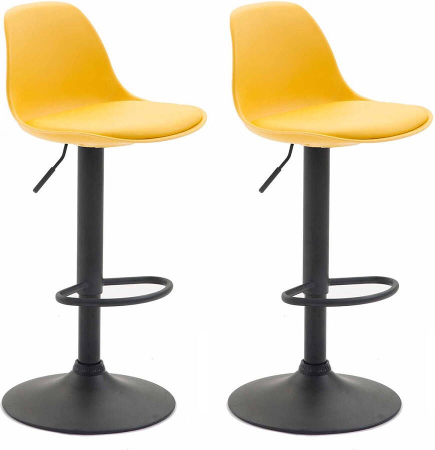 CLP Kiel Set van 2 barkrukken Kunstleer geel zwart
