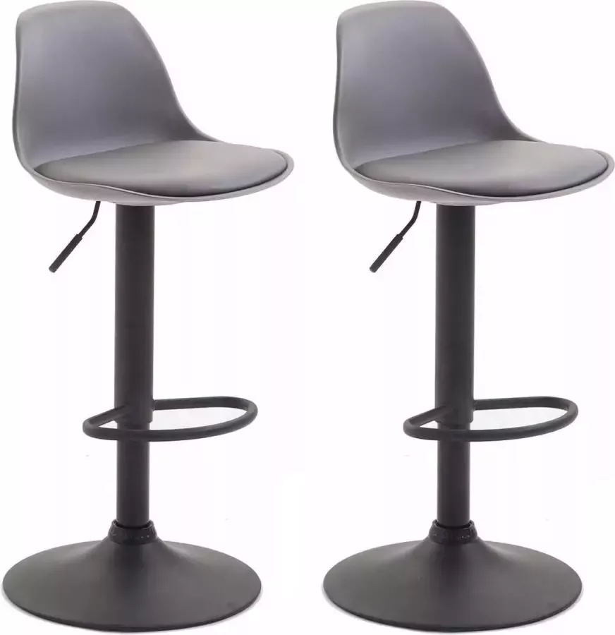 CLP Kiel Set van 2 barkrukken Kunstleer grijs zwart