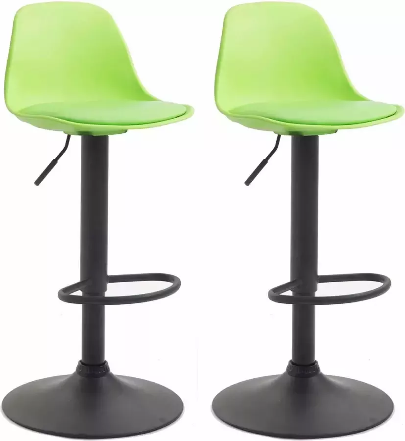 Clp Kiel Set van 2 barkrukken Kunstleer zwart groen