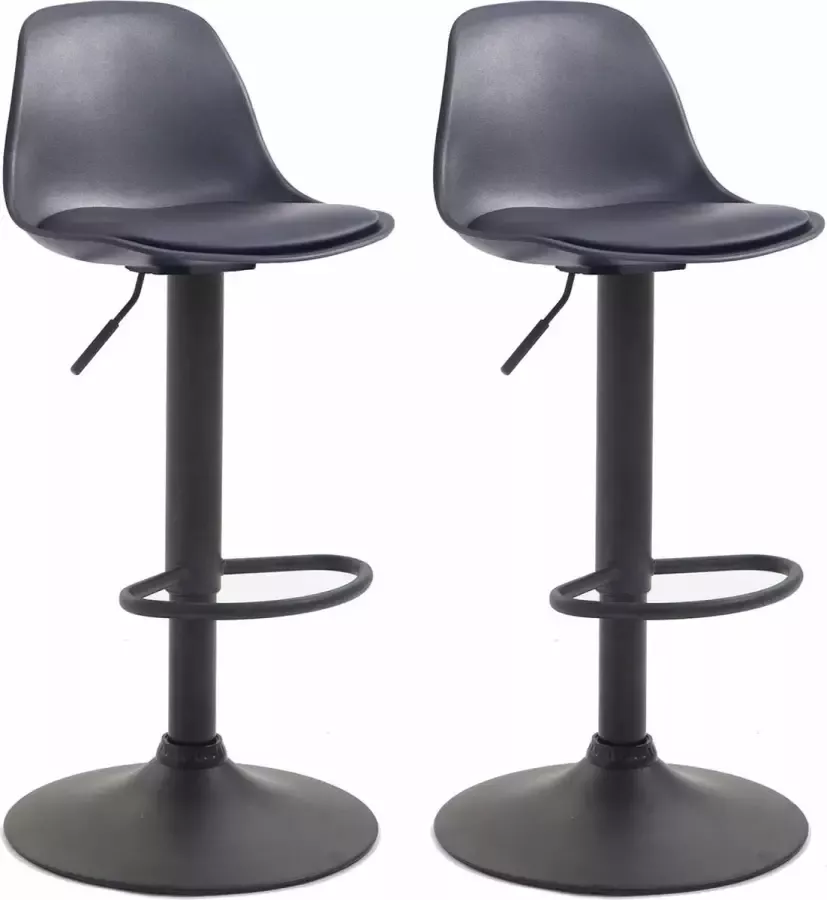 CLP Set van 2 barkrukken Kiel Zwart Frame Kunststof