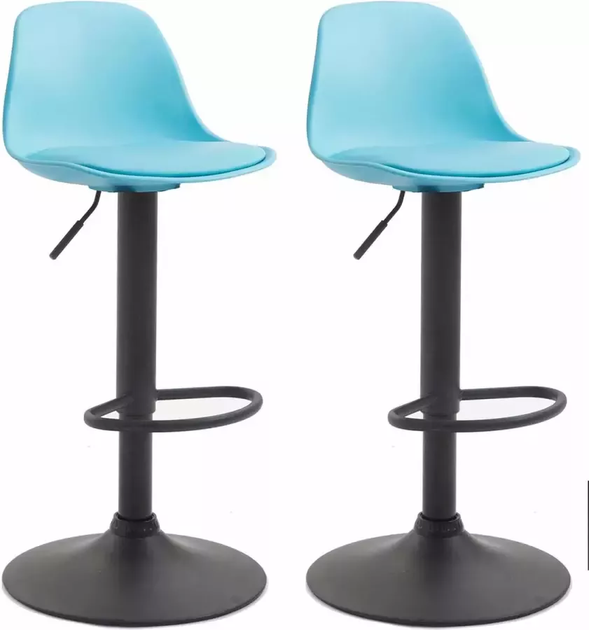 CLP Kiel Set van 2 barkrukken Kunstleer blauw zwart