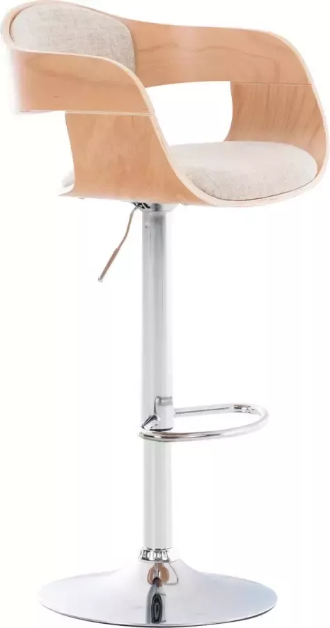 Clp Kingston Barkruk Met rugleuning Armleuning Voetsteun Stof natura creme - Foto 3