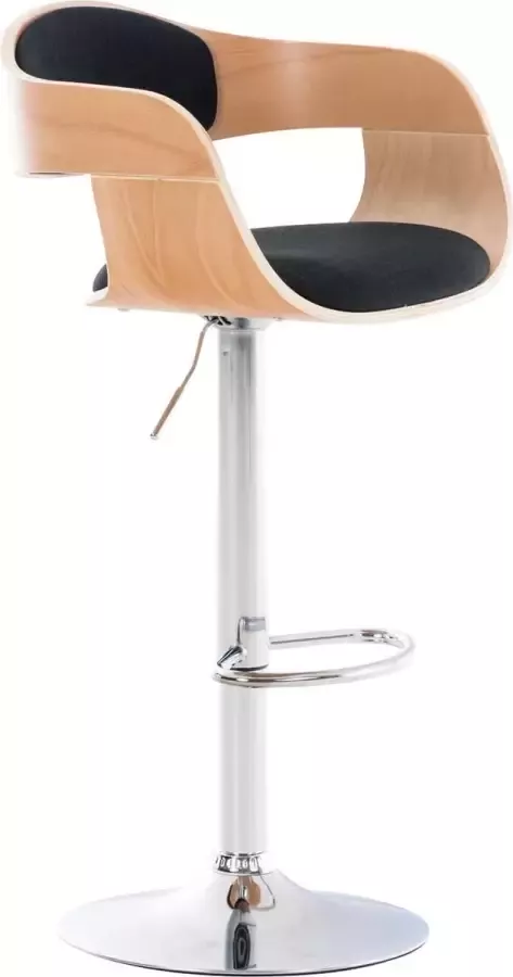 CLP Kingston Barkruk Met rugleuning Armleuning Voetsteun Stof natura zwart