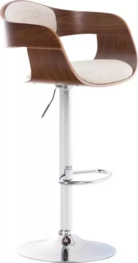 Clp Kingston Barkruk Met rugleuning Armleuning Voetsteun Stof walnoot creme