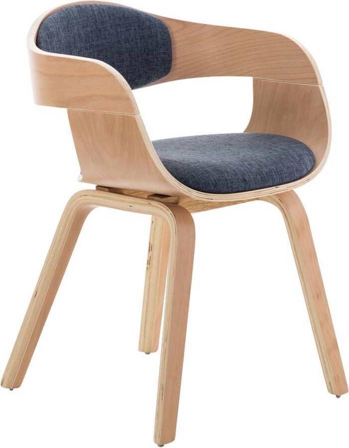 Clp Kingston Eetkamerstoel Met armleuning Hout Stof natura blauw