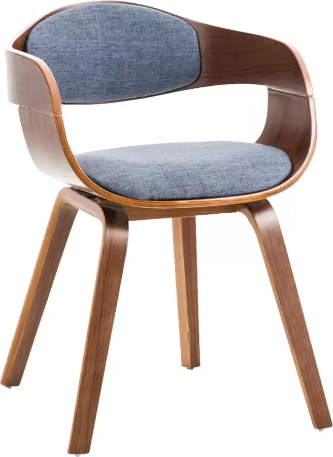 Clp Kingston Eetkamerstoel Met armleuning Hout Stof walnoot blauw - Foto 1