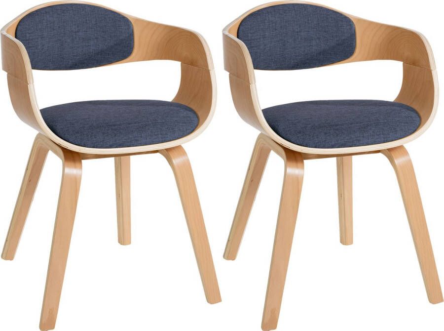 Clp Kingston Set van 2 eetkamerstoelen Met armleuning Stof natura blauw natura - Foto 2