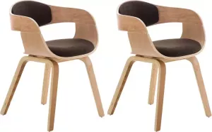 Clp Kingston Set van 2 eetkamerstoelen Met armleuning Stof natura bruin natura