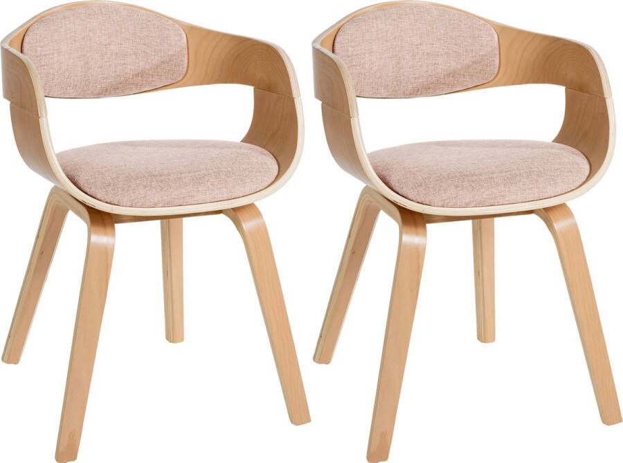 Clp Kingston Set van 2 eetkamerstoelen Met armleuning Stof natura creme natura - Foto 2