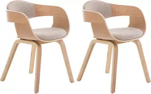Clp Kingston Set van 2 eetkamerstoelen Met armleuning Stof natura creme natura