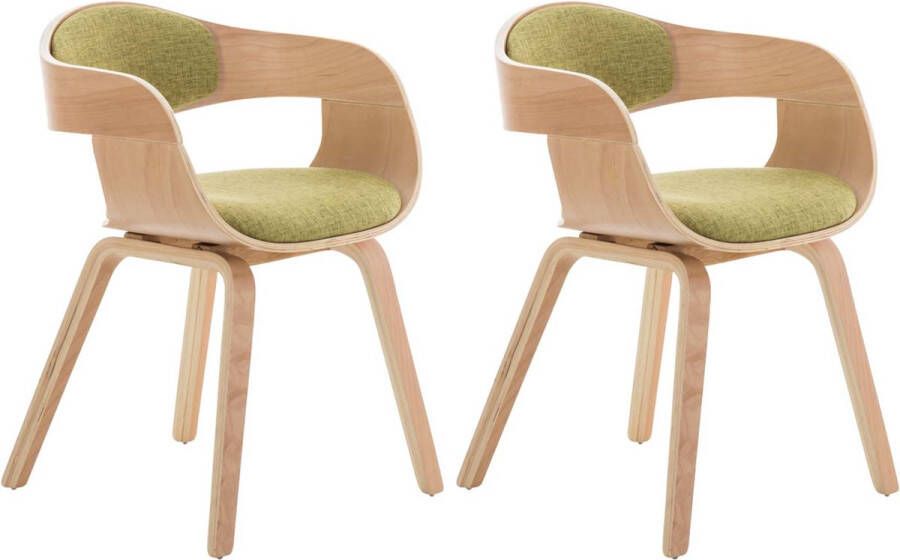 Clp Kingston Set van 2 eetkamerstoelen Met armleuning Stof natura lichtgroen natura