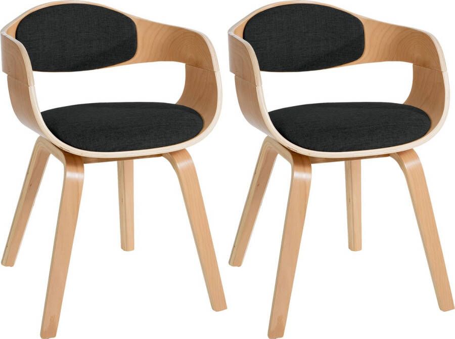 Clp Kingston Set van 2 eetkamerstoelen Met armleuning Stof natura zwart natura - Foto 2