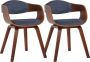 Clp Kingston Set van 2 eetkamerstoelen Met armleuning Stof walnoot blauw walnoot - Thumbnail 2