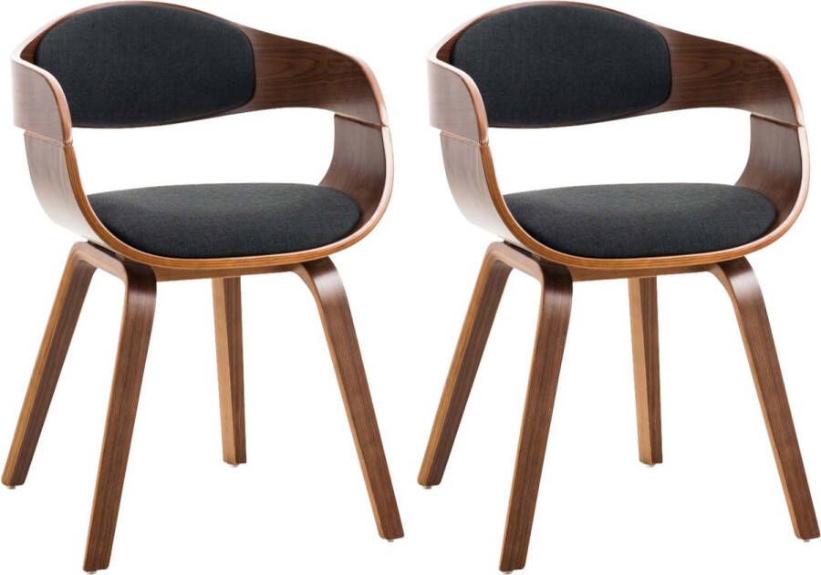 Clp Kingston Set van 2 eetkamerstoelen Met armleuning Stof walnoot zwart walnoot