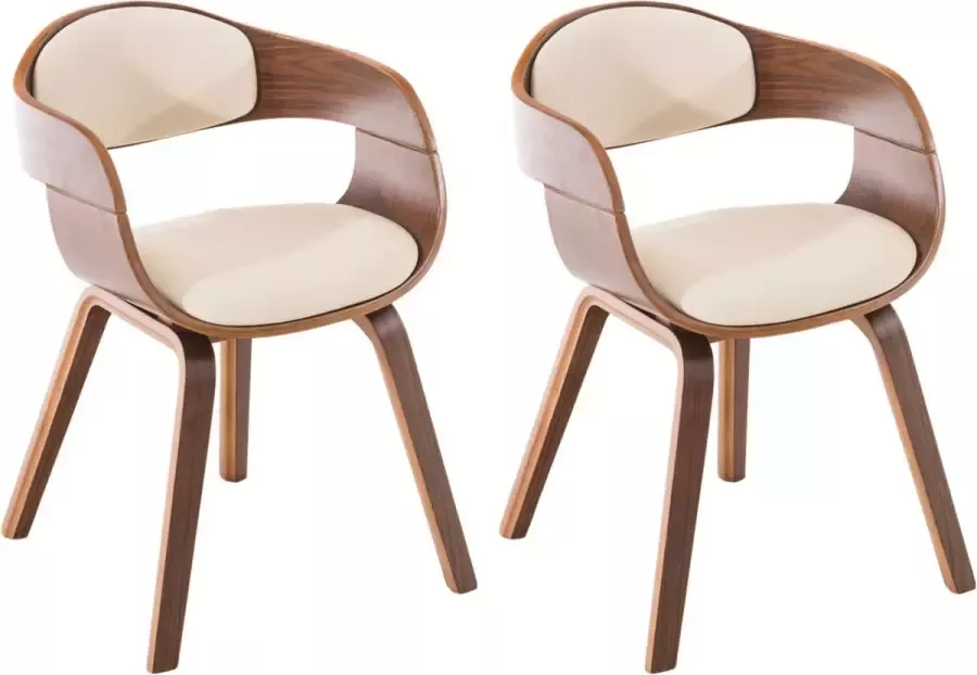 CLP Set van 2 Eetkamerstoelen Kingston Walnoot Frame Kunstleer