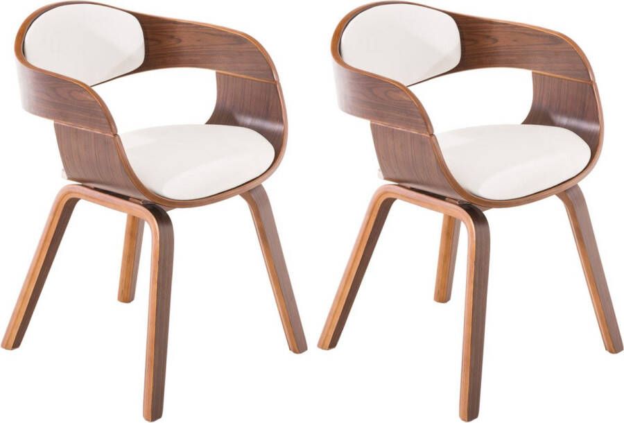 CLP Set van 2 Eetkamerstoelen Kingston Walnoot Frame Kunstleer