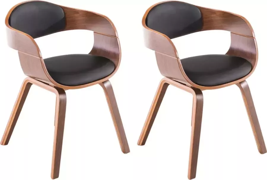 CLP Set van 2 Eetkamerstoelen Kingston Walnoot Frame Kunstleer