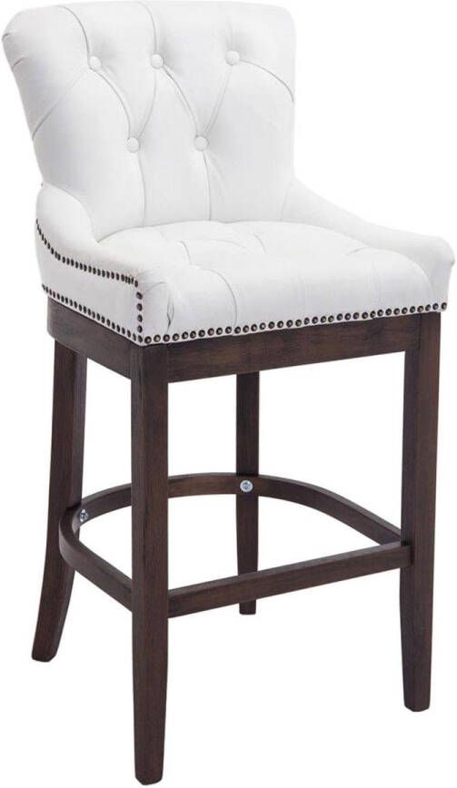 Clp Lakewood Set van 2 barkrukken Lederen bekleding Wit Onderstel : antiek licht