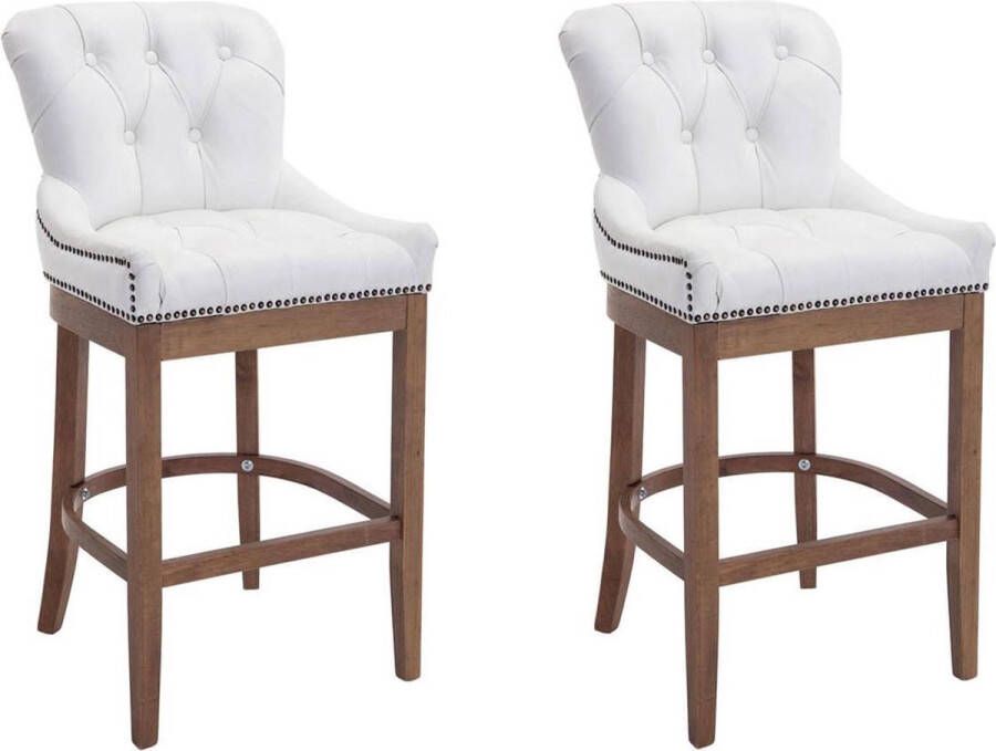 Clp Lakewood Set van 2 barkrukken Lederen bekleding Wit Onderstel : antiek licht - Foto 2