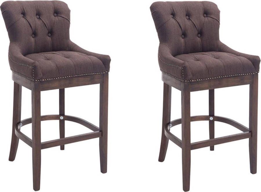 Clp Lakewood Set van 2 barkrukken Stof Bruin Onderstel : antiek licht - Foto 1