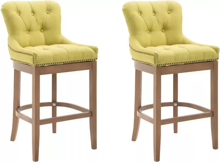 Clp Lakewood Set van 2 barkrukken Stof Groen Onderstel : antiek licht