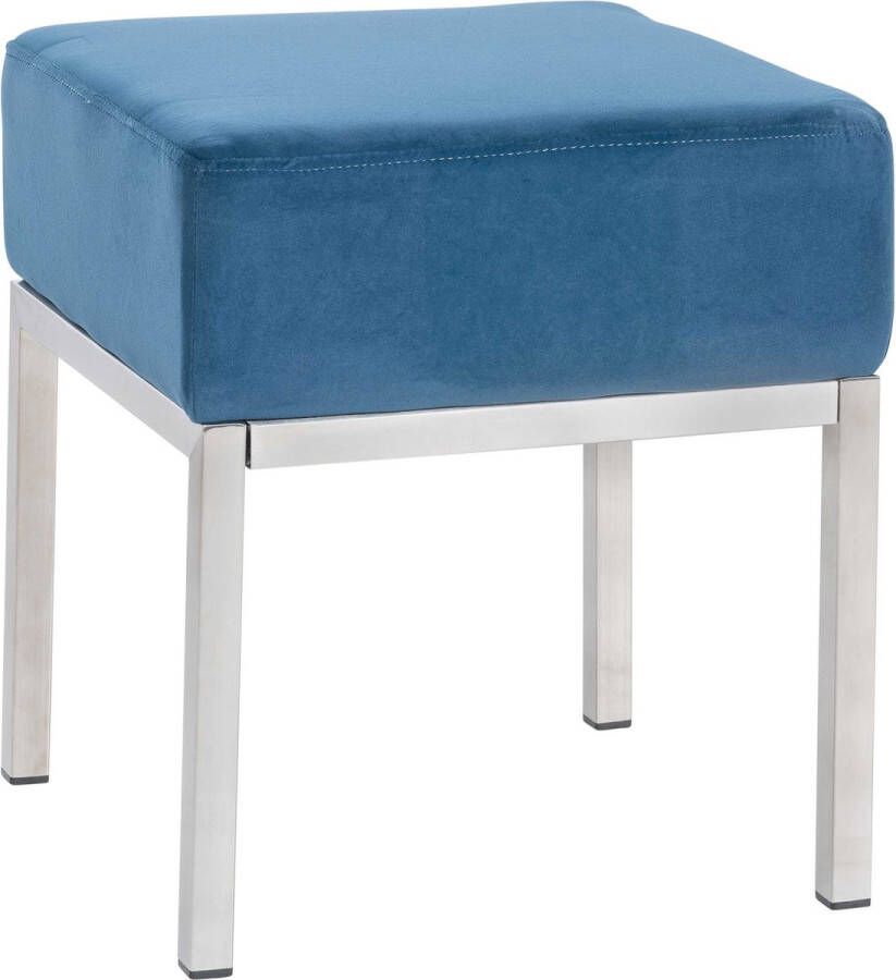 Clp Lamega Hocker Kruk Zitkubus RVS frame Velvet Fluweel blauw