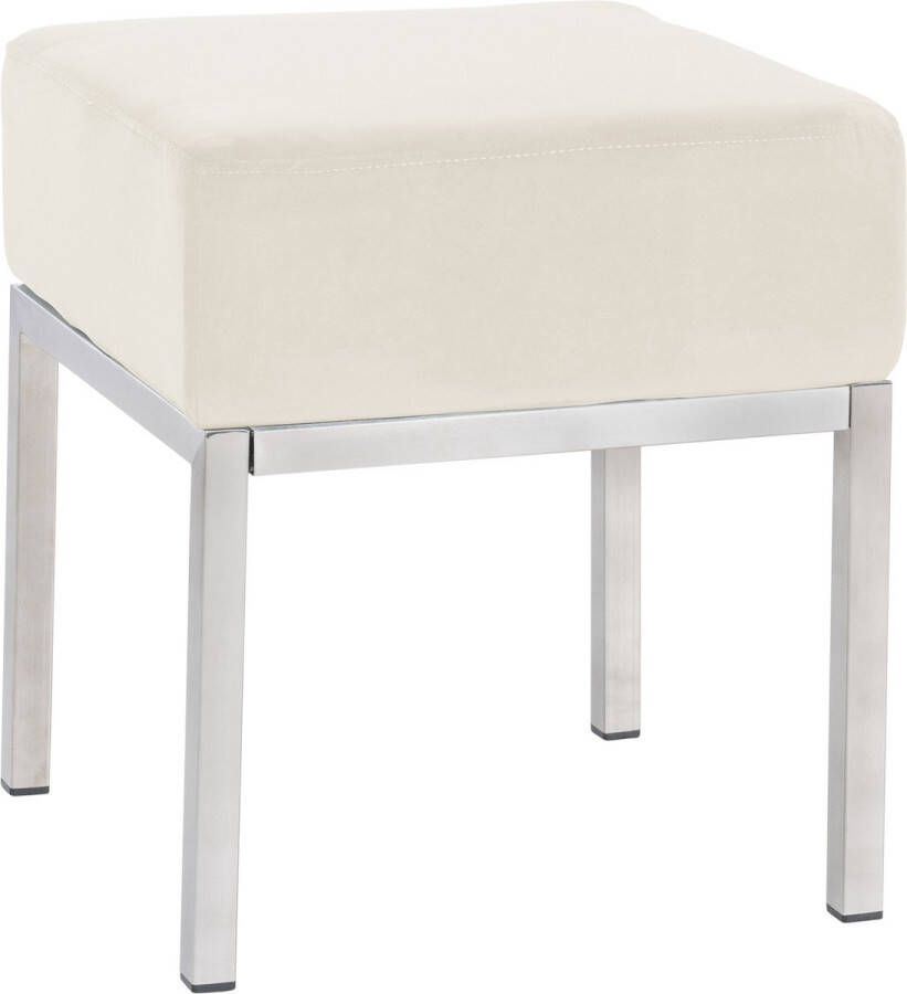 Clp Lamega Hocker Kruk Zitkubus RVS frame Velvet Fluweel creme