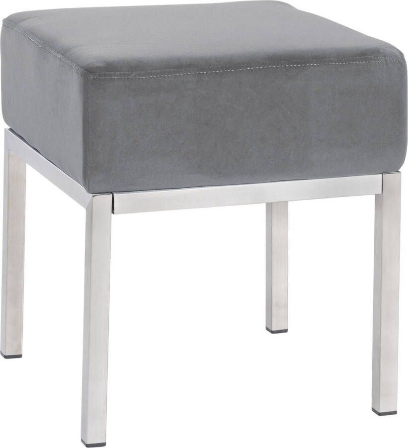 Clp Lamega Hocker Kruk Zitkubus RVS frame Velvet Fluweel grijs