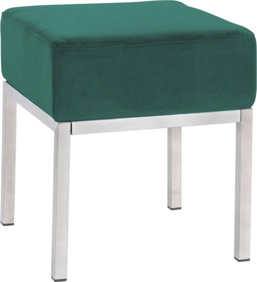 Clp Lamega Hocker Kruk Zitkubus RVS frame Velvet Fluweel groen