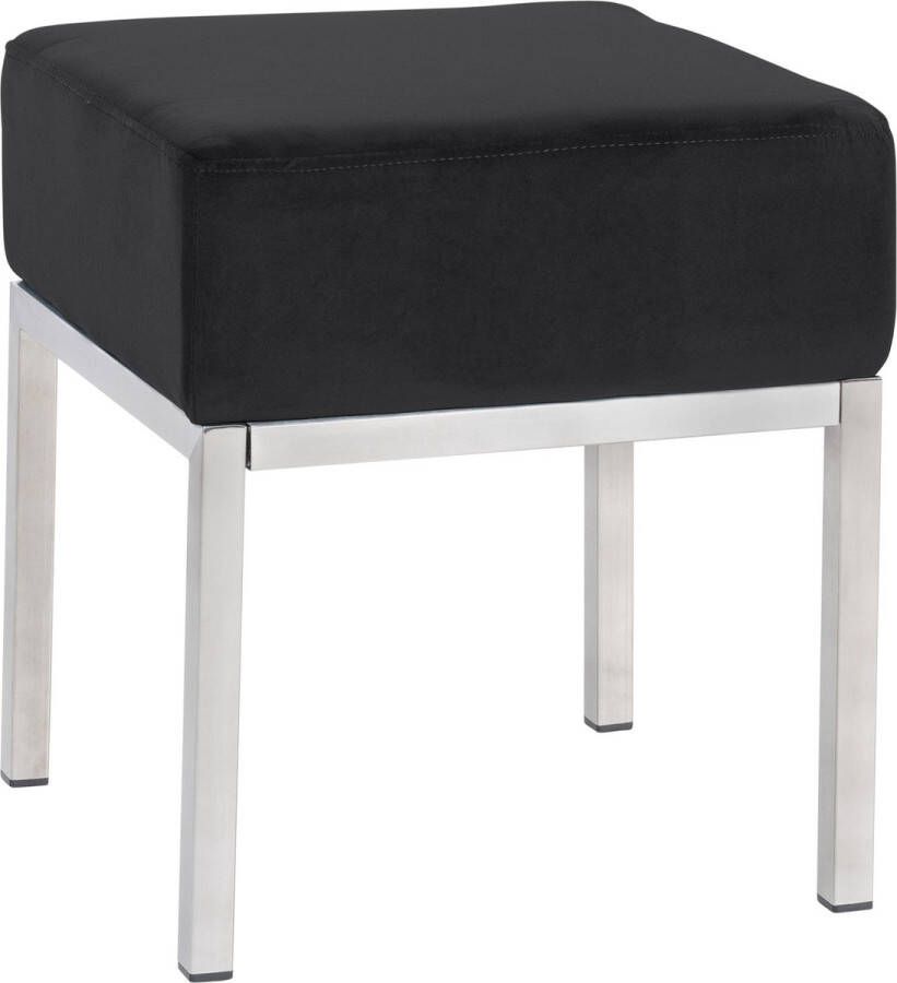 Clp Lamega Hocker Kruk Zitkubus RVS frame Velvet Fluweel zwart
