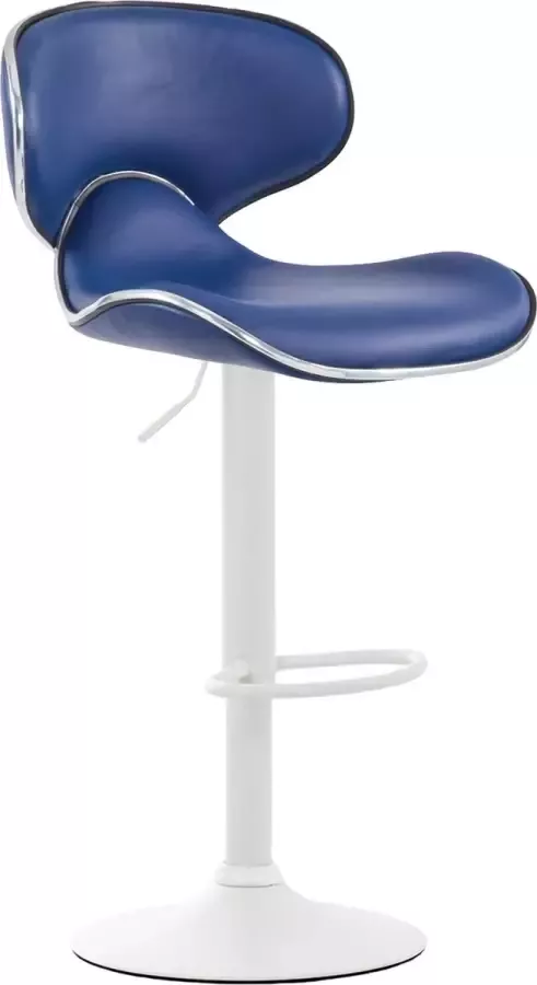 Clp Las Vegas Barkruk Met rugleuning Verstelbaar Voetsteun Kunstleer blauw wit - Foto 1