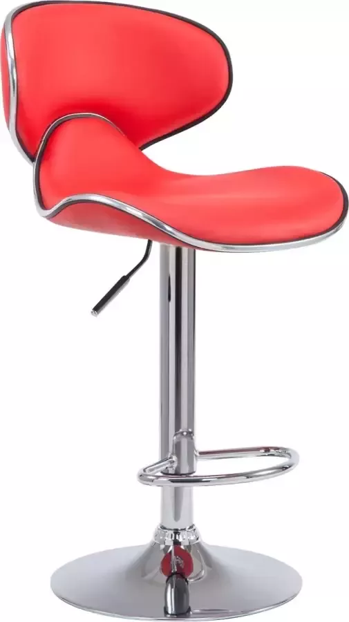 Clp Las Vegas Barkruk Met rugleuning Verstelbaar Voetsteun Kunstleer rood chroom - Foto 1