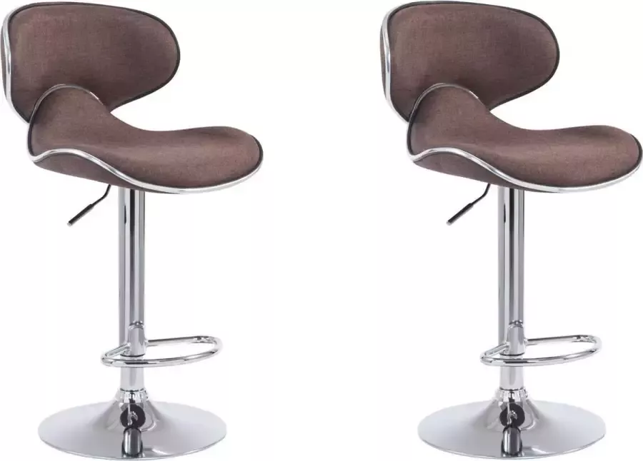 CLP Las Vegas V2 Set van 2 barkrukken Stof bruin chroom