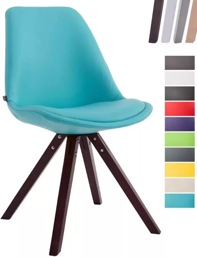 Clp Laval Bezoekersstoel Vierkant Kunstleer cappuccino (eik) blauw
