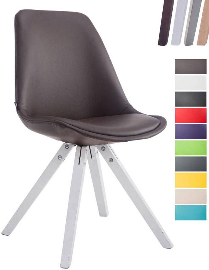 Clp Laval Bezoekersstoel Vierkant Kunstleer wit bruin