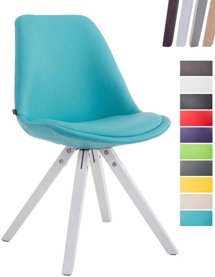 Clp Laval Bezoekersstoel Vierkant Kunstleer wit (eik) blauw