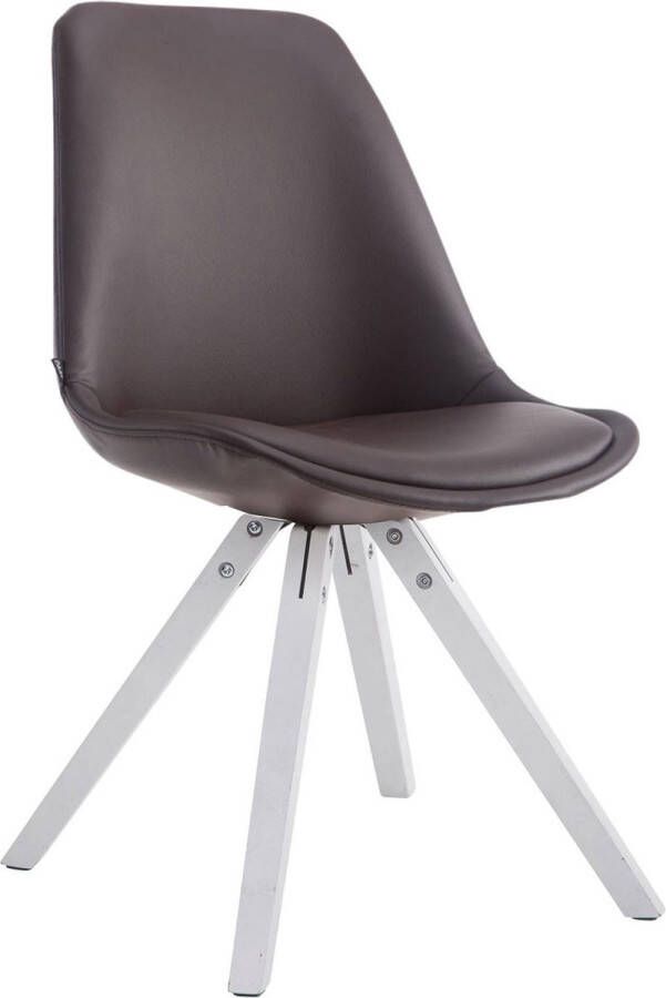 Clp Laval Bezoekersstoel Vierkant Kunstleer wit (eik) bruin