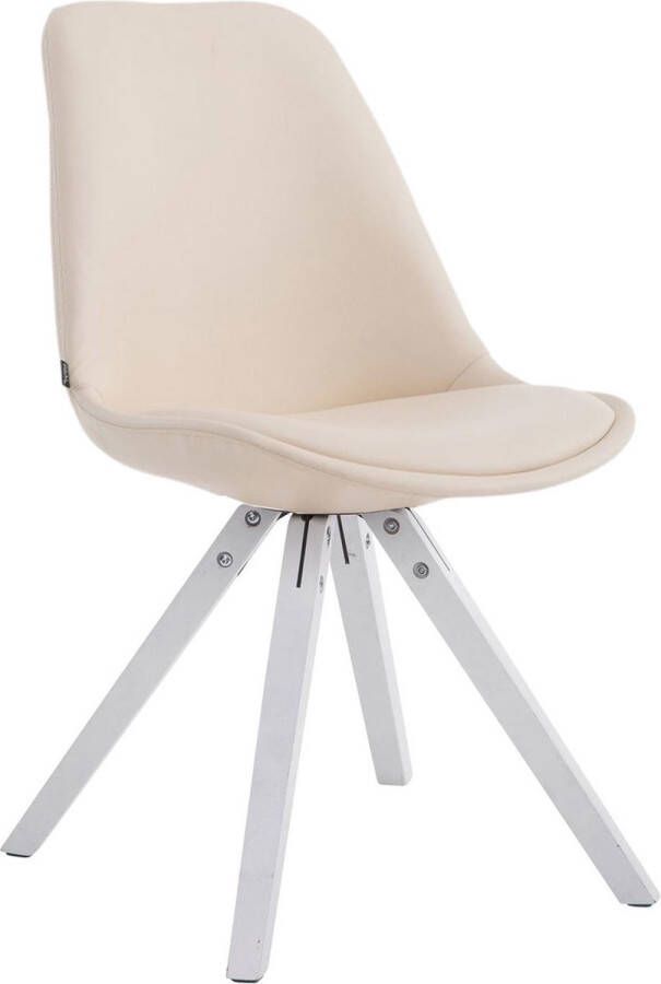 Clp Laval Bezoekersstoel Vierkant Kunstleer wit (eik) creme