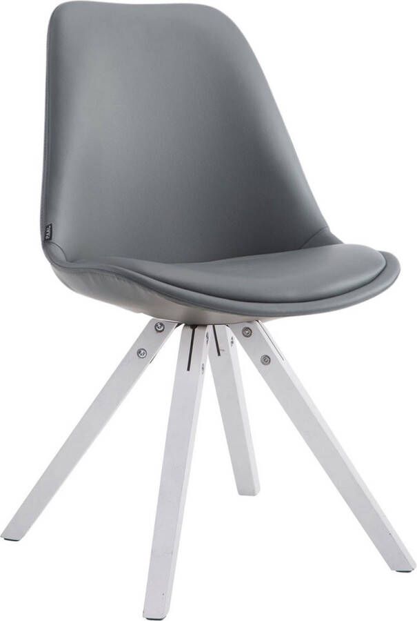 Clp Laval Bezoekersstoel Vierkant Kunstleer wit (eik) grijs