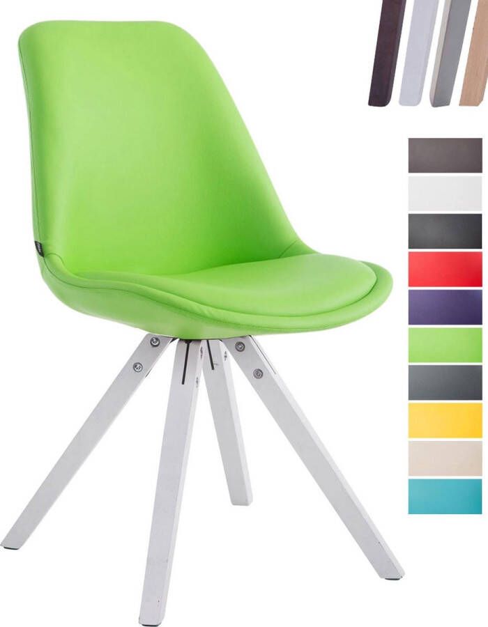 Clp Laval Bezoekersstoel Vierkant Kunstleer wit (eik) groen
