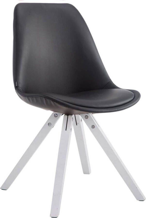 Clp Laval Bezoekersstoel Vierkant Kunstleer wit (eik) zwart
