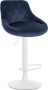Clp Lazio Barkruk Met rugleuning Voetsteun Velvet Fluweel blauw wit - Thumbnail 2