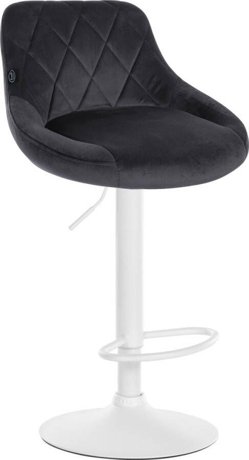 Clp Lazio Barkruk Met rugleuning Voetsteun Velvet Fluweel donkergrijs wit